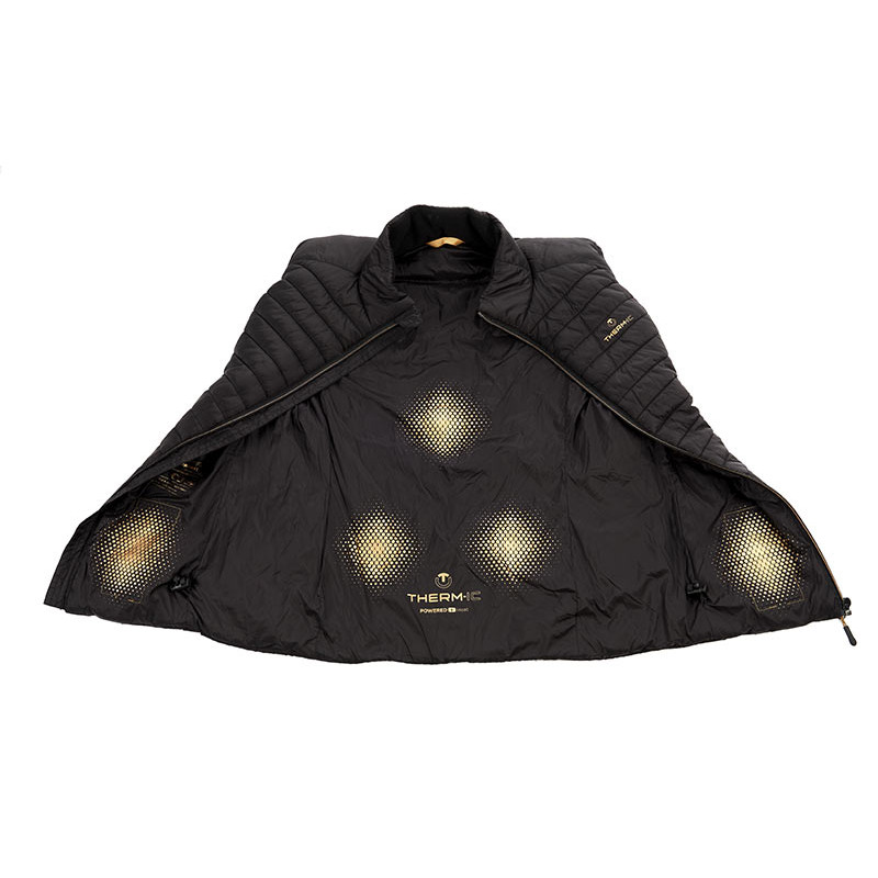 Veste chauffante femme matelassée Shiny Black + Batterie Superpower -  PromoSenior